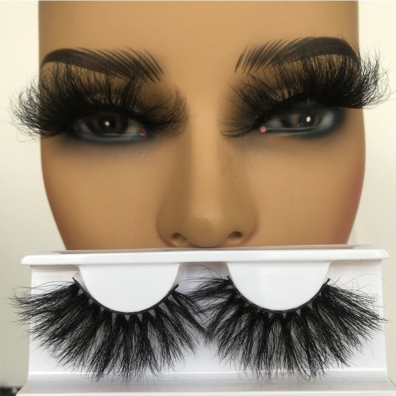 Sleek Chic Fluffy False Eyelashes 25mm Mink Lashes Wholesale Long Full Strip Lashes Vendors Mink Eyelashes Extension Bulk 1 Pair