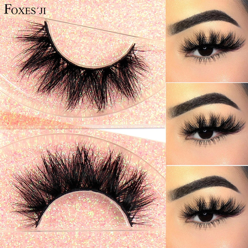 FOXESJI Lashes Mink Eyelashes 3D Handmade Fluffy Dramatic Volume Thick Mink Lashes False Eyelashes Cruelty free Eyelash Makeup