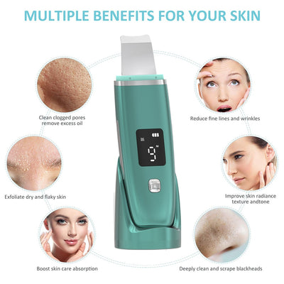 Ultrasonic Blue Light Face Deep Cleaning Skin Scrubber Remove Dirt Blackhead Reduce Wrinkles spots Facial Skin Whitening Lifting