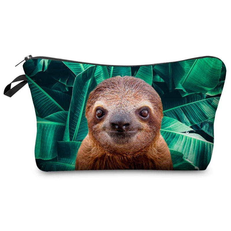 Jomtokoy Women Cosmetic Bag Sloth pattern Digital Printing Toiletry bag For Travel organizer Makeup Bag hzb1010