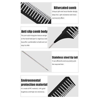 Hairdressing Comb Steel Tip Tail Comb Highlighting Hair Comb Hair Salon Hair Salon Barber Shop Anti-Static Hair Cutting Comb