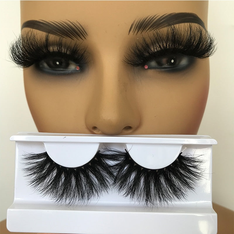 Sleek Chic Fluffy False Eyelashes 25mm Mink Lashes Wholesale Long Full Strip Lashes Vendors Mink Eyelashes Extension Bulk 1 Pair