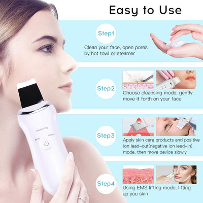 Ultrasonic Blue Light Face Deep Cleaning Skin Scrubber Remove Dirt Blackhead Reduce Wrinkles spots Facial Skin Whitening Lifting