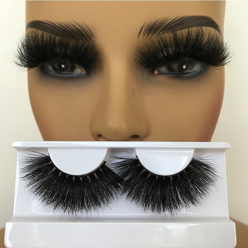 Sleek Chic Fluffy False Eyelashes 25mm Mink Lashes Wholesale Long Full Strip Lashes Vendors Mink Eyelashes Extension Bulk 1 Pair