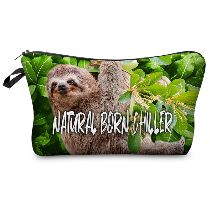 Jomtokoy Women Cosmetic Bag Sloth pattern Digital Printing Toiletry bag For Travel organizer Makeup Bag hzb1010