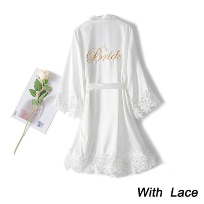 Summer Lace Sleepwear Bride&amp;Bridemaid Wedding Robe Gown Solid Embroidery Kimono Bathrobe Women Casual Home Night Dress M L Xl