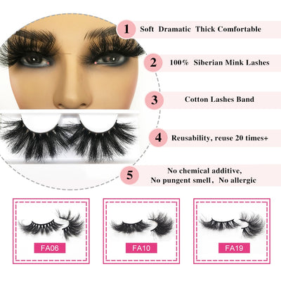 Sleek Chic Fluffy False Eyelashes 25mm Mink Lashes Wholesale Long Full Strip Lashes Vendors Mink Eyelashes Extension Bulk 1 Pair