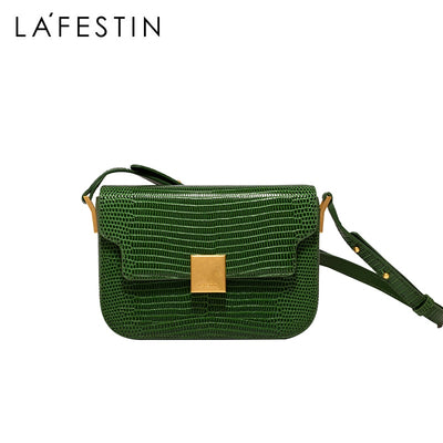 LA FESTIN 2022 New Retro All-match Leather Knight Lizard Pattern Saddle Bag Luxury Women Brand Niche Shoulder Messenger Handbag