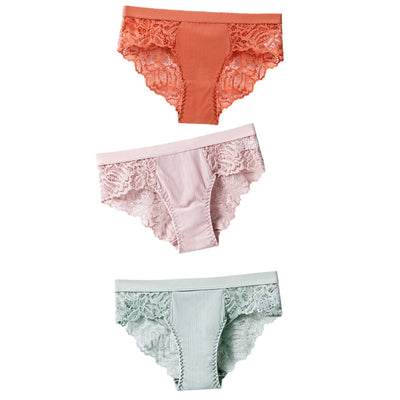 3 Pcs Cotton Panties Sexy Panty Briefs Lace Panties Women Underwear Lingerie Panties for Female Ladies Floral Pantys Underpants