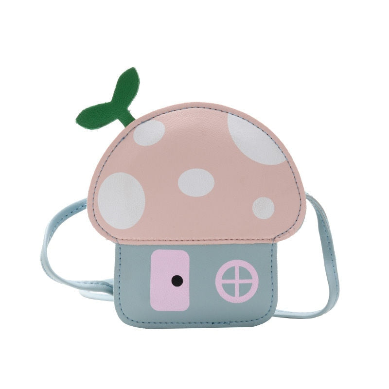 Cute Children Mini Shoulder Bags New Lovely Girls Mushroom Coin Purse Fashion PU Leather Kawaii Baby Kids Small Crossbody Bags