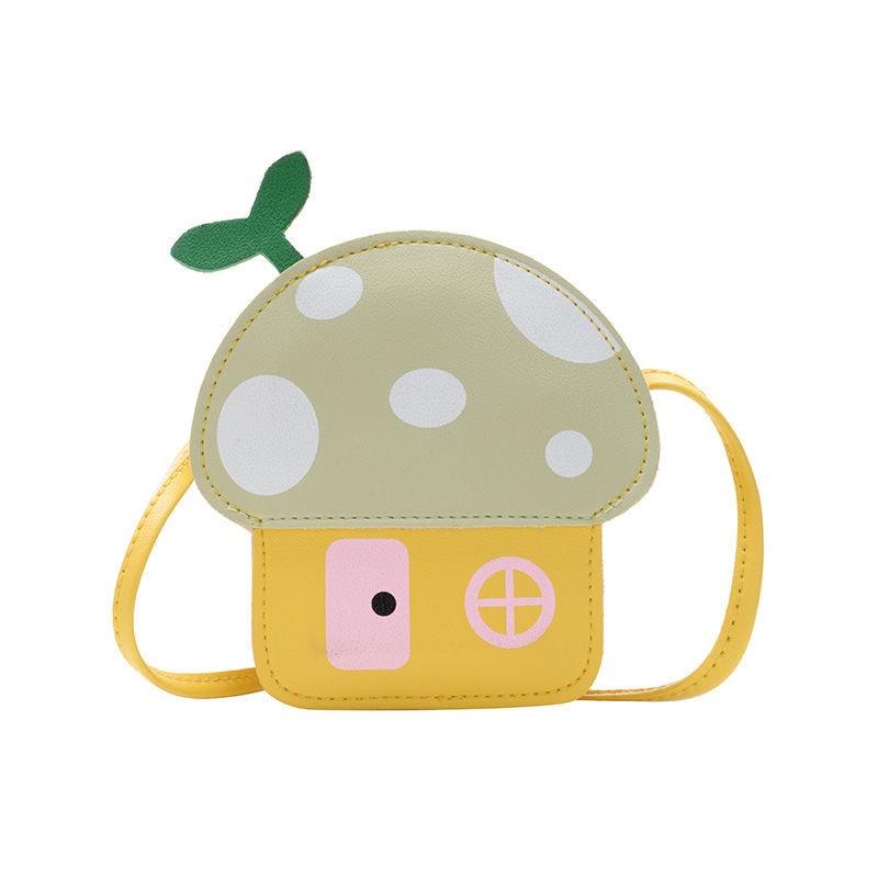 Cute Children Mini Shoulder Bags New Lovely Girls Mushroom Coin Purse Fashion PU Leather Kawaii Baby Kids Small Crossbody Bags