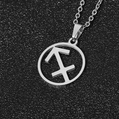 Rinhoo Stainless Steel Star Zodiac Sign Necklace 12 Constellation Pendant Necklace Women Chain Necklace Men Jewelry Gifts