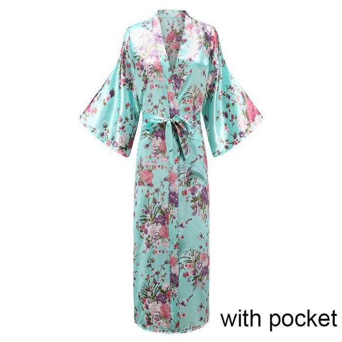 Exquisite Print Flower Women Wedding Robe Kimono Robe Gown Casual Intimate Soft Satin Sleepwear Elegant Burgundy Nightgown 6XL