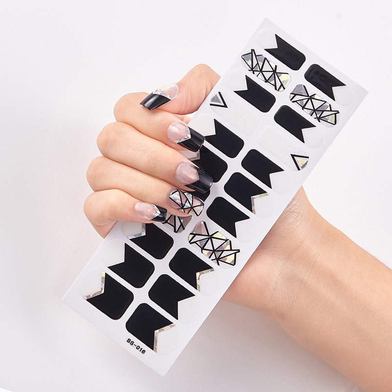 22 Tips/Sheet Snowflate Striped Manicure Creative Women Salon Nail Wraps DIY Nail Sticker set Sticker for Nails Art Christmas