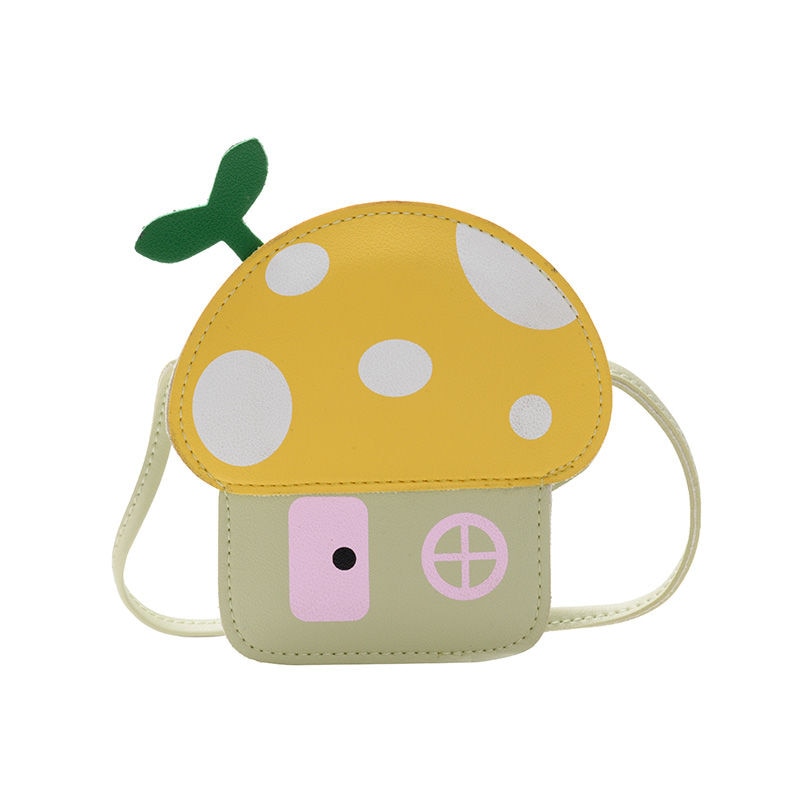 Cute Children Mini Shoulder Bags New Lovely Girls Mushroom Coin Purse Fashion PU Leather Kawaii Baby Kids Small Crossbody Bags