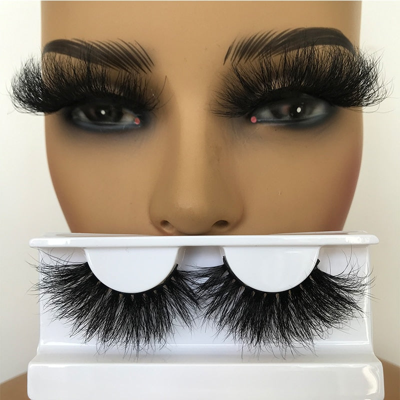 Sleek Chic Fluffy False Eyelashes 25mm Mink Lashes Wholesale Long Full Strip Lashes Vendors Mink Eyelashes Extension Bulk 1 Pair