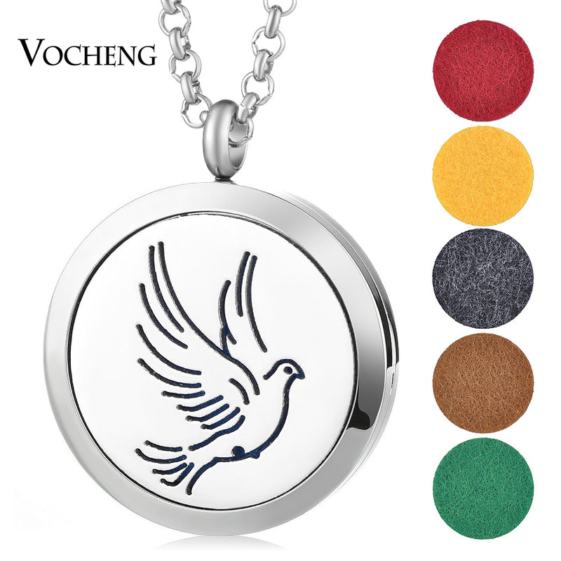 Aromatherapy Diffuser Locket Pendant Necklace Feather 316L Stainless Steel Magnetic Randomly Send 10pcs Oil Pads ACCESSORI Gift