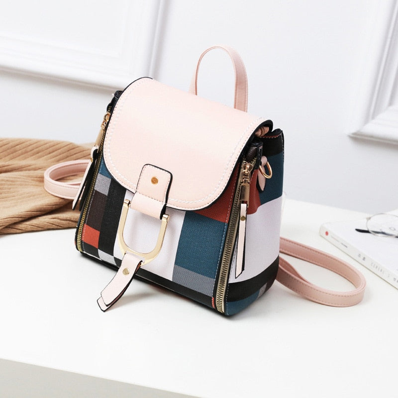 KM Fashion Mini Backpack Women Soft Touch Multi-Function Small Backpack Female Leather Shoulder Bag Crossbody Bag Girl Purses