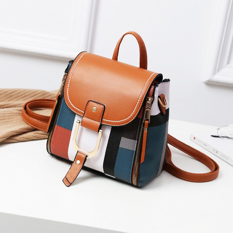 KM Fashion Mini Backpack Women Soft Touch Multi-Function Small Backpack Female Leather Shoulder Bag Crossbody Bag Girl Purses