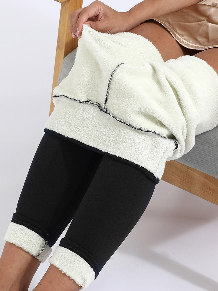 Women Pants Warm Winter Thick Velvet Legging High Waist Black Leggings Compression Thick Lamb Wool Pants Cold Resistant Pants