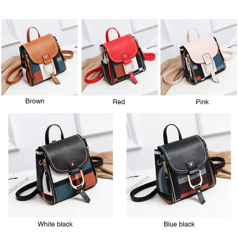 KM Fashion Mini Backpack Women Soft Touch Multi-Function Small Backpack Female Leather Shoulder Bag Crossbody Bag Girl Purses