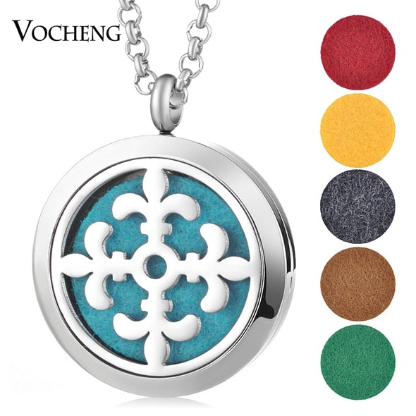 Aromatherapy Diffuser Locket Pendant Necklace Feather 316L Stainless Steel Magnetic Randomly Send 10pcs Oil Pads ACCESSORI Gift