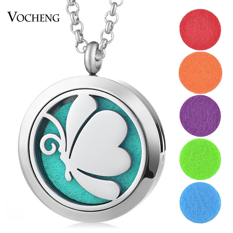 Aromatherapy Diffuser Locket Pendant Necklace Feather 316L Stainless Steel Magnetic Randomly Send 10pcs Oil Pads ACCESSORI Gift