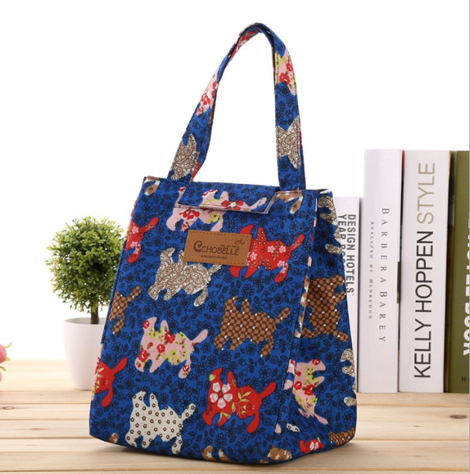 Fashion Lunch Bag Insulated Thermal  Lovely Cat Multicolor Breakfast Box Bags Women Portable Hand Pack Picnic Travel Products