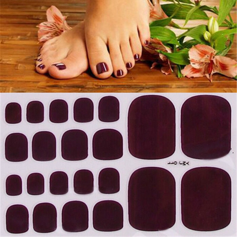 22tips Solid color Toenail Sticker Full Cover Waterproof  Wraps Toe Nail DIY  Art Accessories dark red/yellow/blue