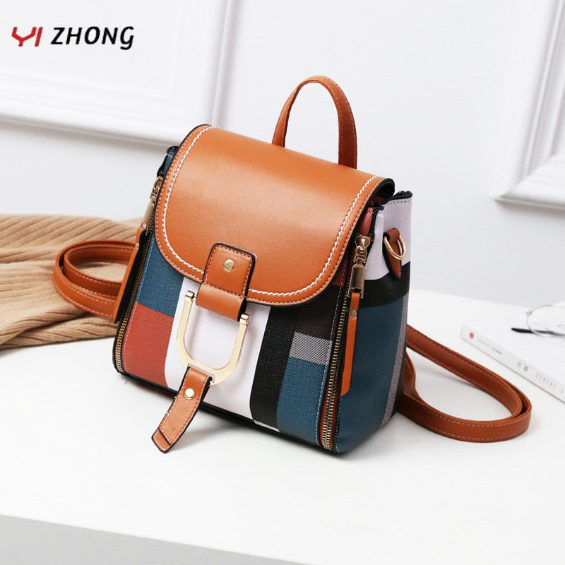 KM Fashion Mini Backpack Women Soft Touch Multi-Function Small Backpack Female Leather Shoulder Bag Crossbody Bag Girl Purses