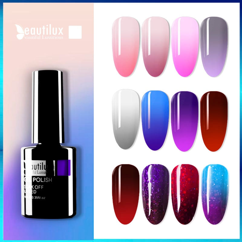 Beautilux 1pc Thermal Mood Temperature Color Changing Gel Nail Polish Soak Off UV LED Nails Gel Polish Varnish Lacquer 10ml