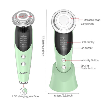 CkeyiN 7 In 1 EMS Facial LED Light Therapy Wrinkle Removal Skin  Face Lifting Tightening Hot Treatment Skin Care Beauty Machine