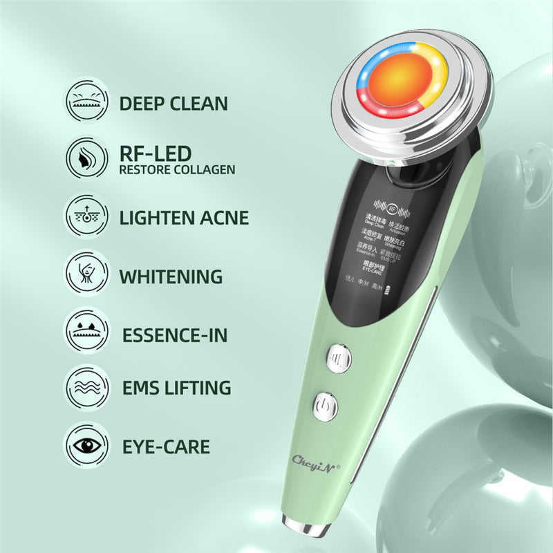 CkeyiN 7 In 1 EMS Facial LED Light Therapy Wrinkle Removal Skin  Face Lifting Tightening Hot Treatment Skin Care Beauty Machine