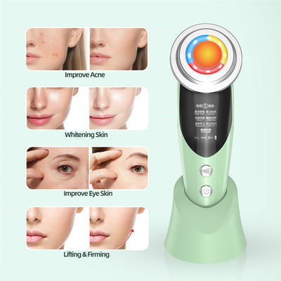 CkeyiN 7 In 1 EMS Facial LED Light Therapy Wrinkle Removal Skin  Face Lifting Tightening Hot Treatment Skin Care Beauty Machine