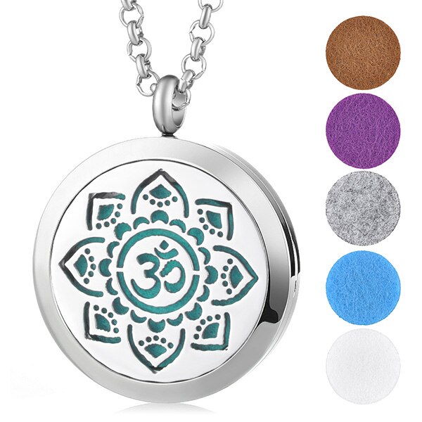 Aromatherapy Diffuser Locket Pendant Necklace Feather 316L Stainless Steel Magnetic Randomly Send 10pcs Oil Pads ACCESSORI Gift