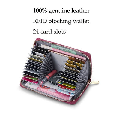 Women&#39;s Long Zipper Wallet Genuine Leather Wallets for Women RFID Blocking Clutch Bag Credit Card Holder Bag Purses Wallet Men