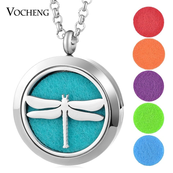 Aromatherapy Diffuser Locket Pendant Necklace Feather 316L Stainless Steel Magnetic Randomly Send 10pcs Oil Pads ACCESSORI Gift