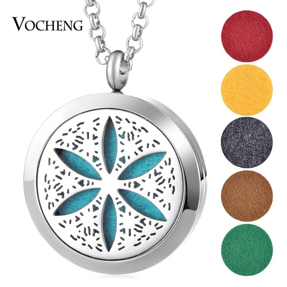 Aromatherapy Diffuser Locket Pendant Necklace Feather 316L Stainless Steel Magnetic Randomly Send 10pcs Oil Pads ACCESSORI Gift