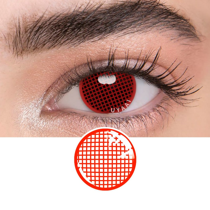 UYAAI 2pcs Halloween Colorful Contact Lenses Anime Cosplay Eye Lenses multicolored lenses Lenses White Black Red Lenses