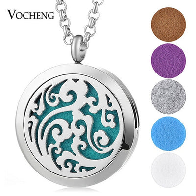 Aromatherapy Diffuser Locket Pendant Necklace Feather 316L Stainless Steel Magnetic Randomly Send 10pcs Oil Pads ACCESSORI Gift