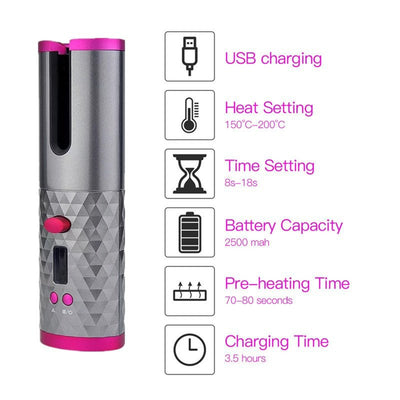 Wireless Auto Rotat Ceramic Hair Curler USB Rechargeable Portable Auto Curler LED Display Temperature Magic Curler Dropshipping