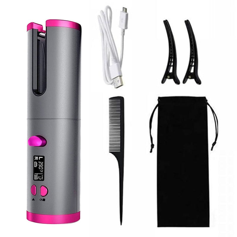 Wireless Auto Rotat Ceramic Hair Curler USB Rechargeable Portable Auto Curler LED Display Temperature Magic Curler Dropshipping