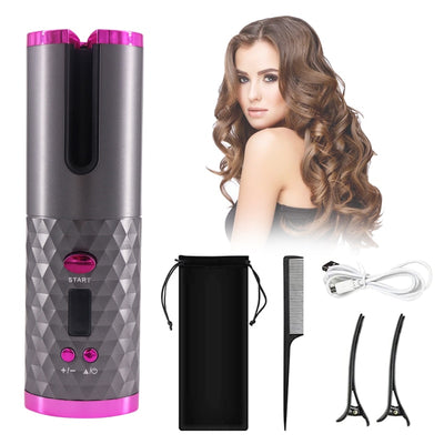 Wireless Auto Rotat Ceramic Hair Curler USB Rechargeable Portable Auto Curler LED Display Temperature Magic Curler Dropshipping